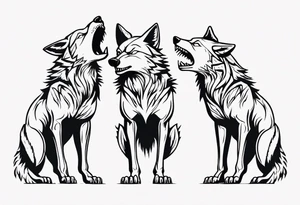 two wolves with their mouths closed and dancing on their hind legs. tattoo idea