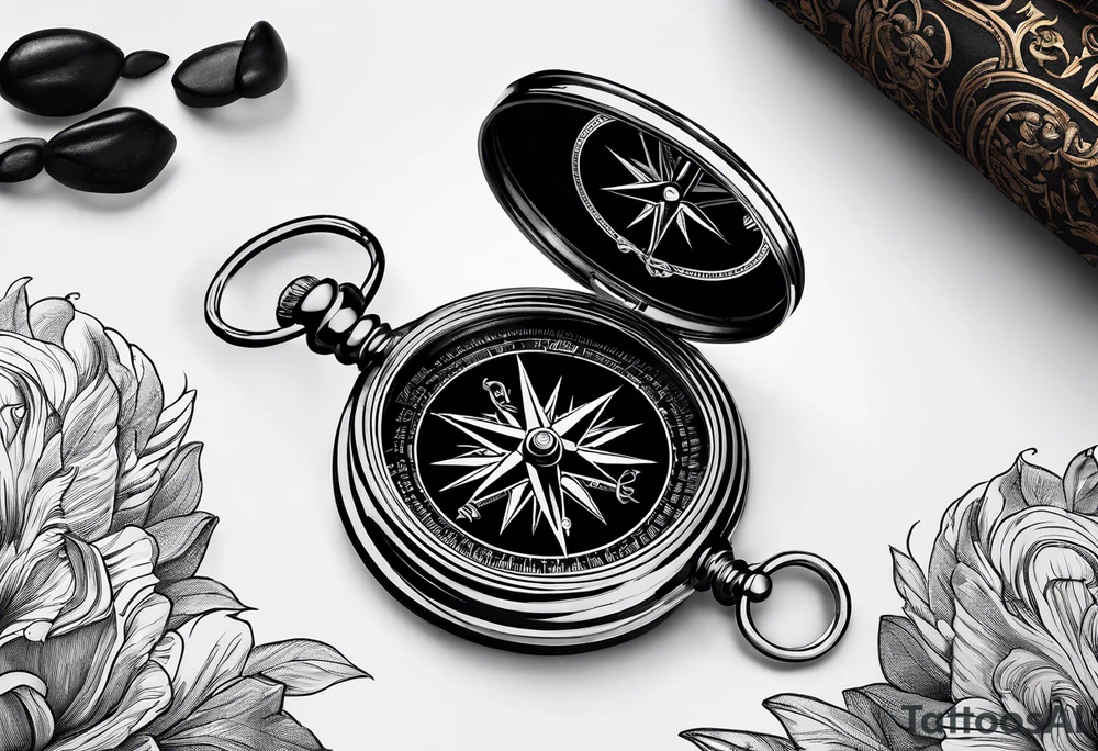 pocket compass opened with signature engraving on the top half inside tattoo idea pocket compass opened with signature engraving on the top half inside tattoo idea