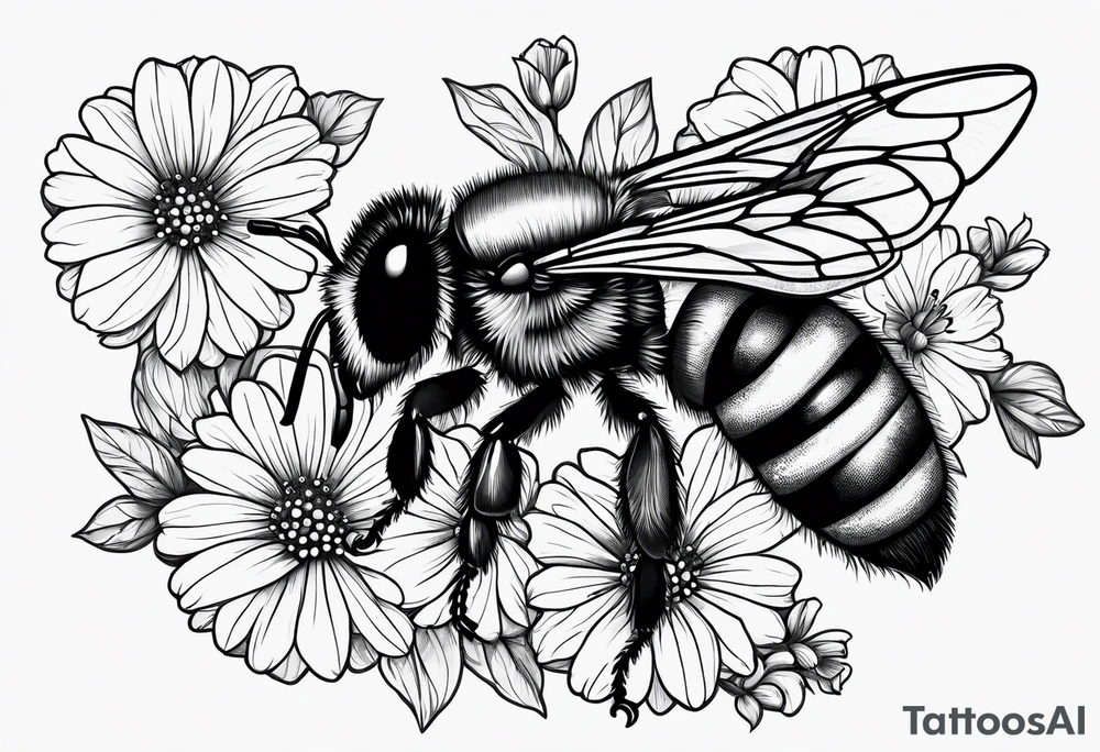 honeycomb, flowers, bumble bees tattoo idea