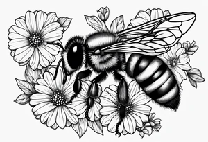 honeycomb, flowers, bumble bees tattoo idea