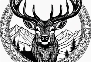 Western stag no flowers tattoo idea
