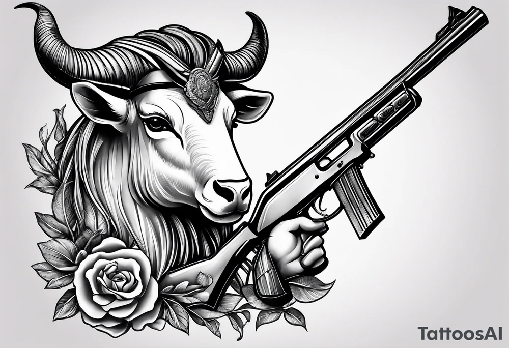 capricorn with sunglasses and shotgun tattoo idea