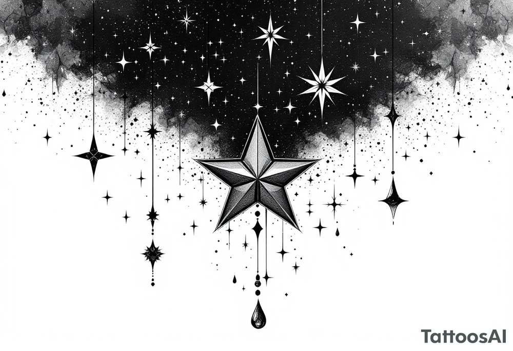 Small stars and tears background tattoo idea