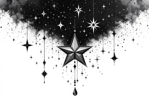 Small stars and tears background tattoo idea