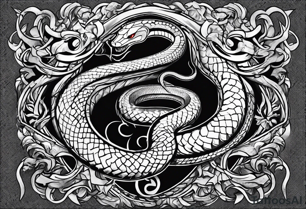 Trident weapon with snake tattoo idea