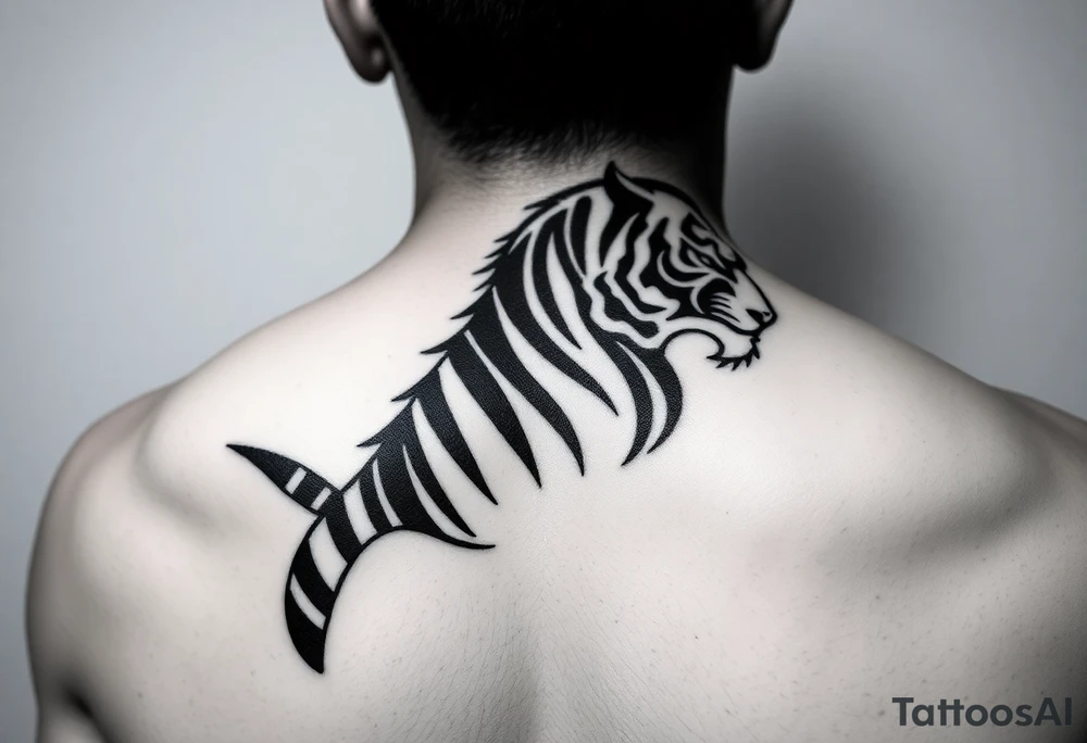 design japanese style tattoo with tiger stripe camouflage tattoo idea