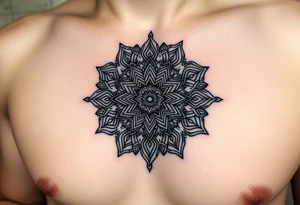 intricate mandala with sacred geometry and cosmic elements tattoo idea