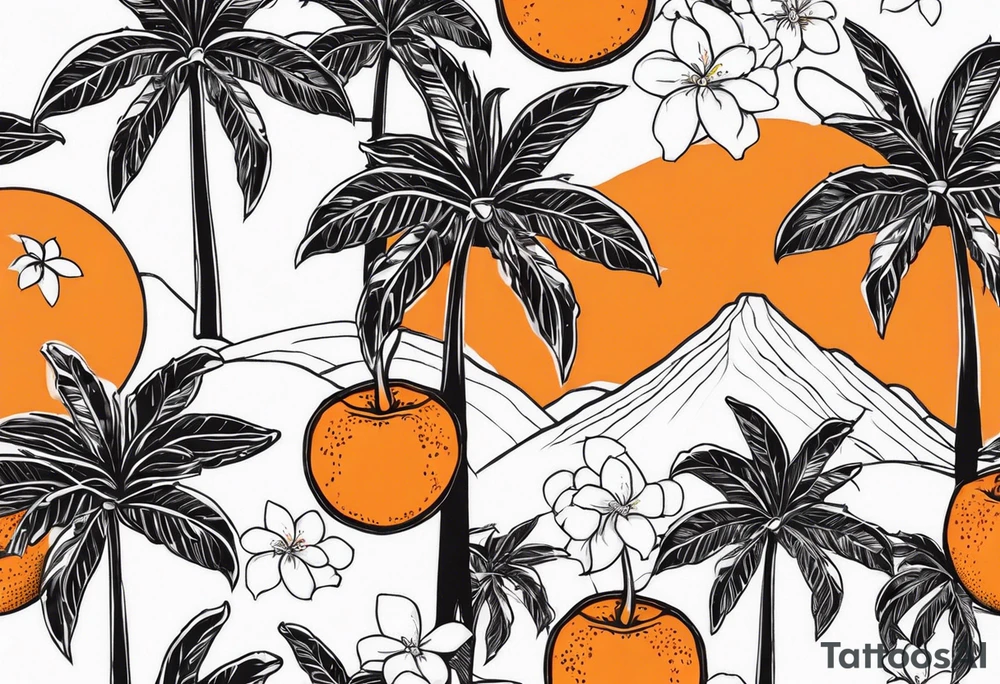 Orange blossom palm trees oranges tattoo idea