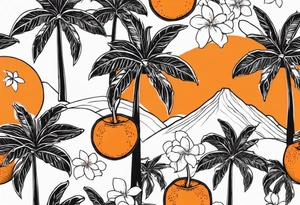 Orange blossom palm trees oranges tattoo idea