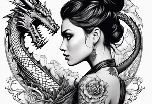 a girl and a dragon tattoo idea