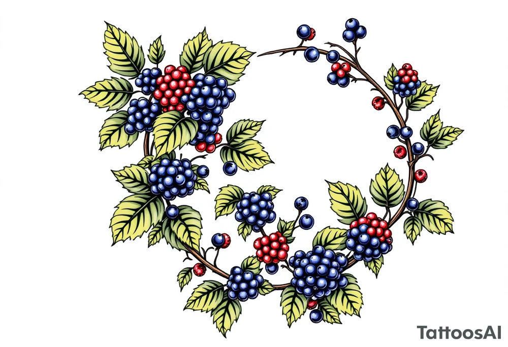 American traditional style Blackberry vine to wrap around an arm tattoo idea