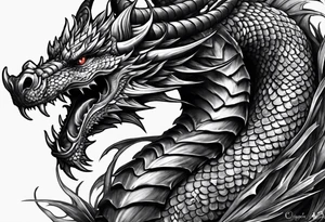 Dragon without wing is wrapped around a sword tattoo idea