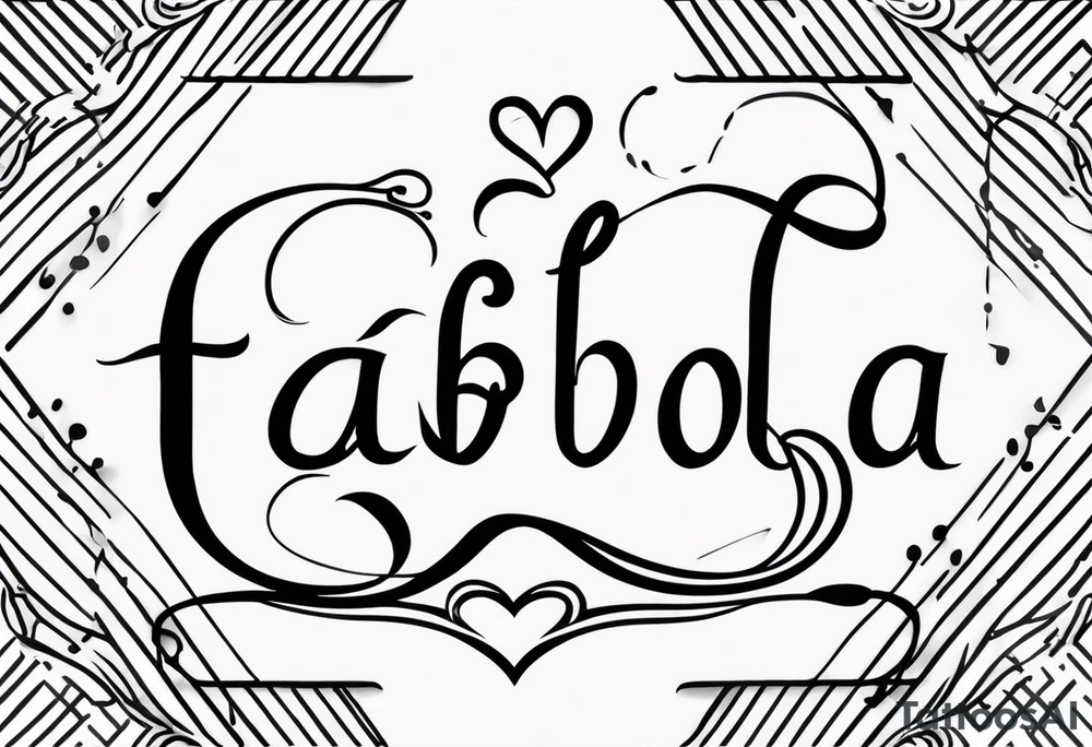 A tattoo that has the name Fabiola and that’s cursive and it has a type of heart. And that fits on my forearm tattoo idea