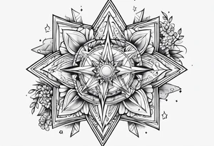 cute star fineline tattoo sketch for girls tattoo idea