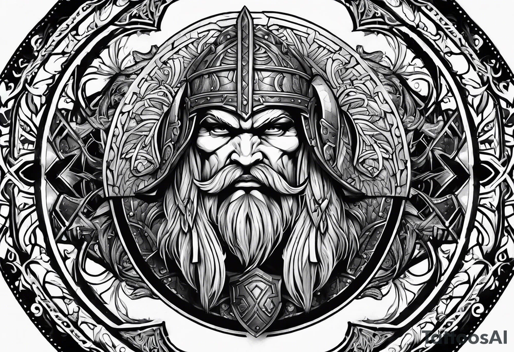 Valhalla round shield berserker tattoo idea