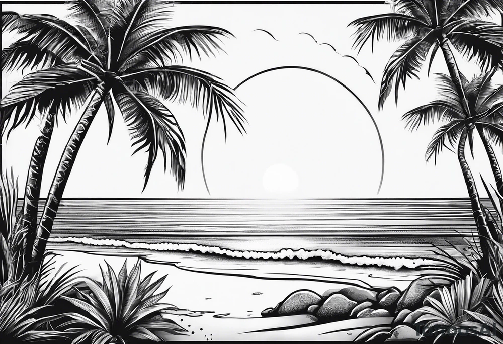 baby birth love life sun palm tree tattoo idea