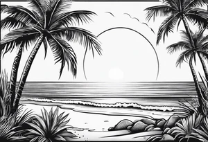 baby birth love life sun palm tree tattoo idea