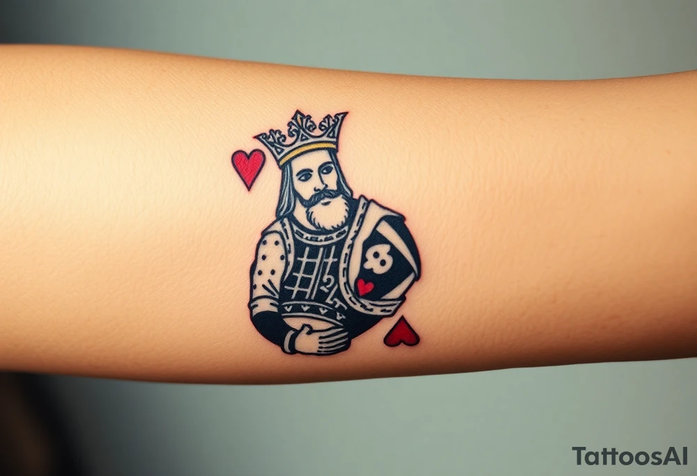 neo traditional king of hearts tattoo idea
