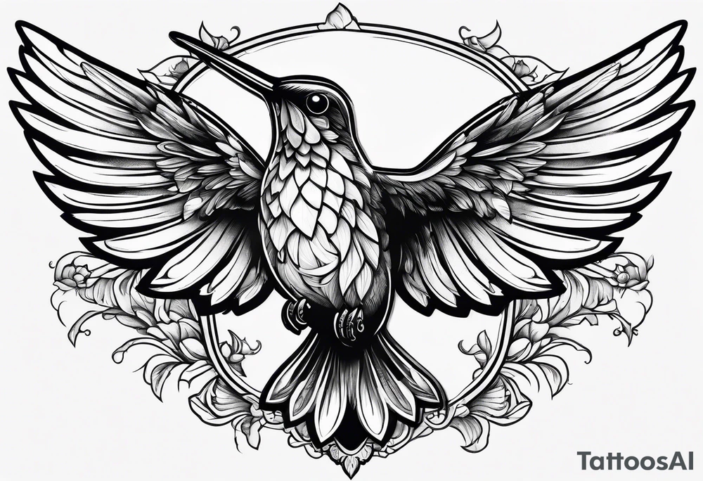 death in a shape of a humming bird tattoo idea