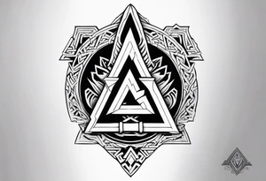 Valhalla sword shield valknut stairs tattoo idea