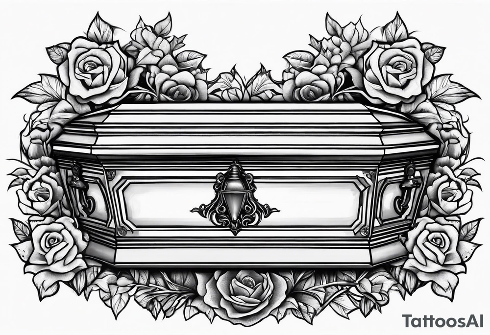Coffin in graveyard tattoo idea