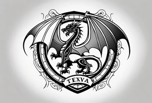 Welsh dragon holding a texas star as a shield tattoo idea