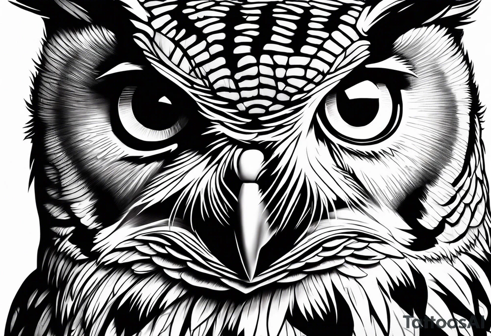 eastern screech owl mural tattoo idea