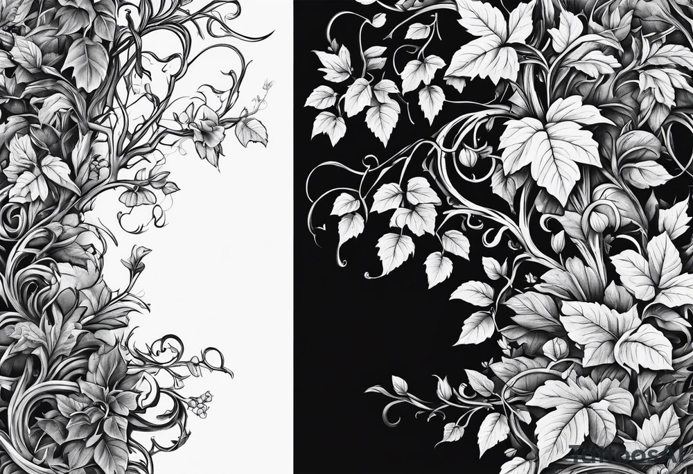 Leafy vines with grave yard tattoo idea