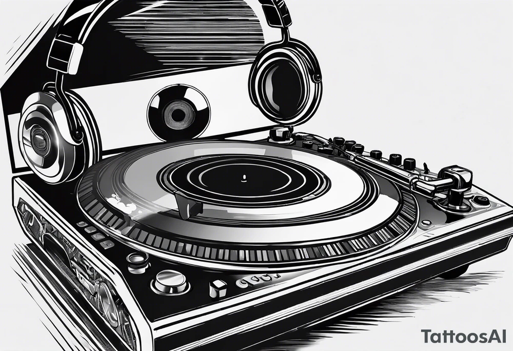 Dj decks and headphones tattoo idea