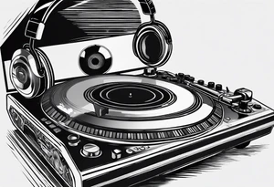 Dj decks and headphones tattoo idea