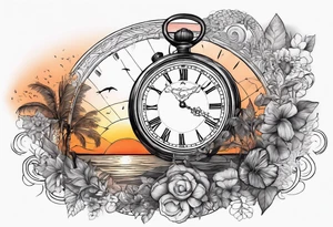 time element in sunset for man tattoo idea