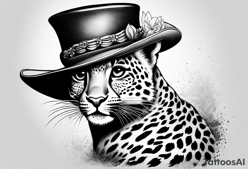 baby leopard with a hat tattoo idea
