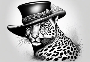 baby leopard with a hat tattoo idea