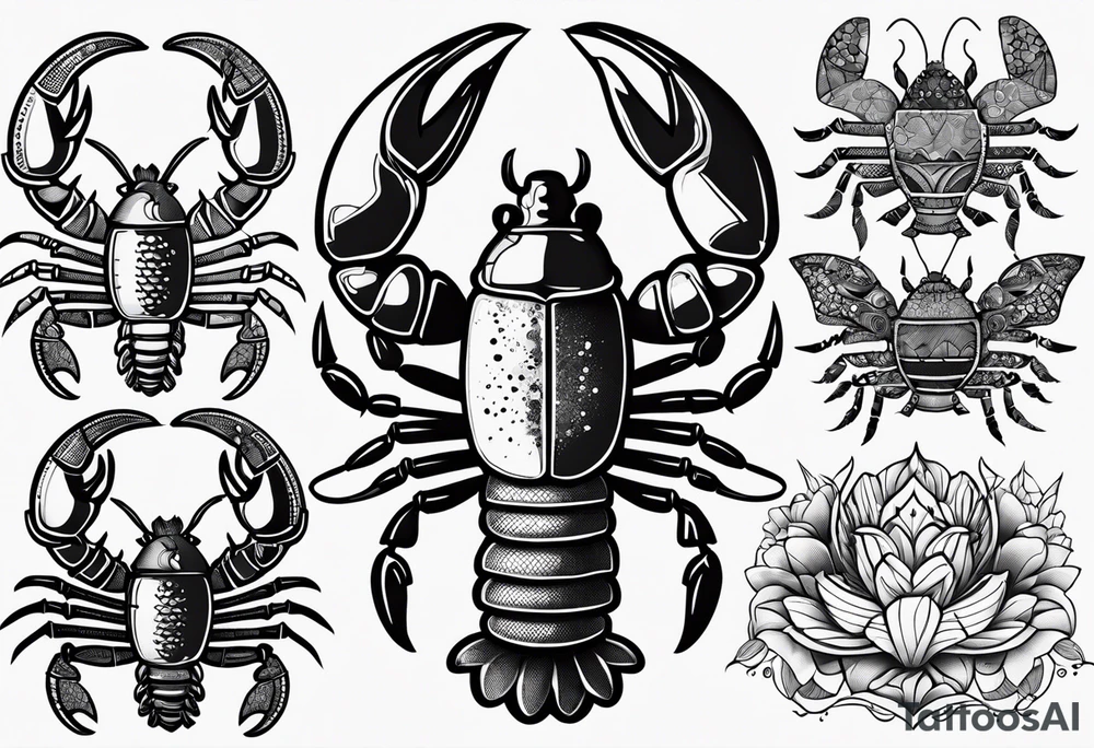 Variety of lobster style flash sheet tattoo idea