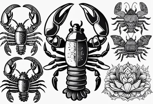 Variety of lobster style flash sheet tattoo idea