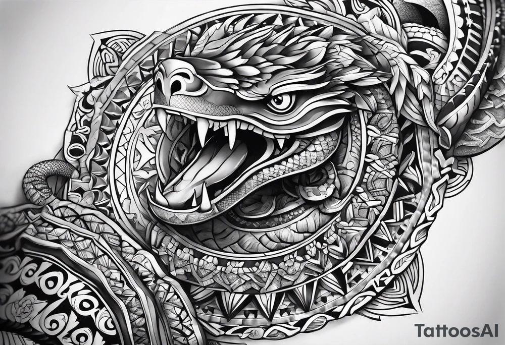 aztec snake sleeve tattoo idea