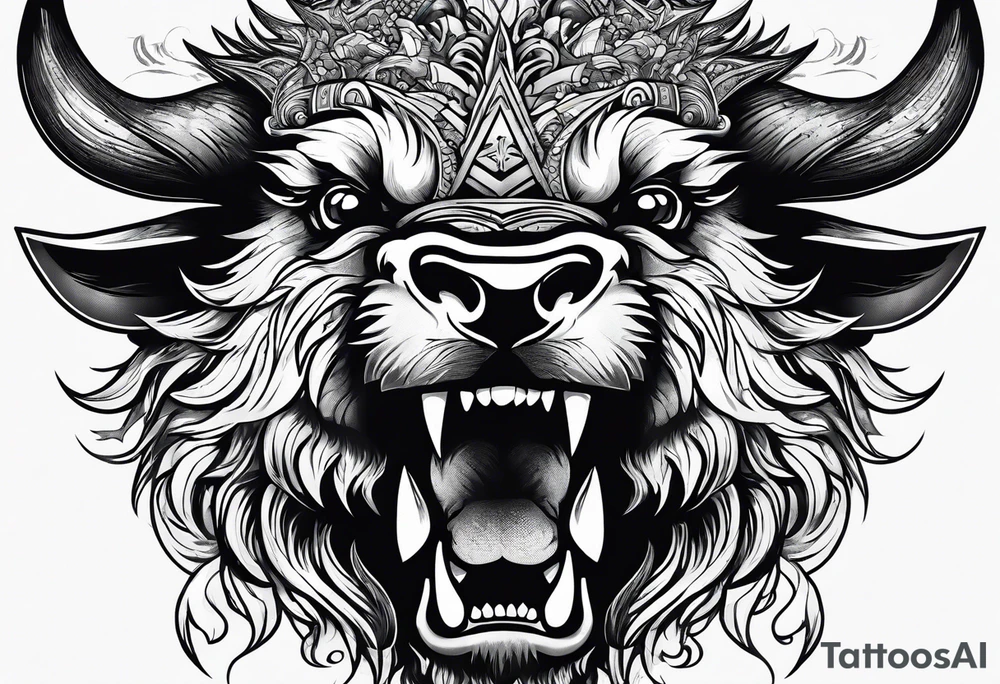angry boar tattoo idea