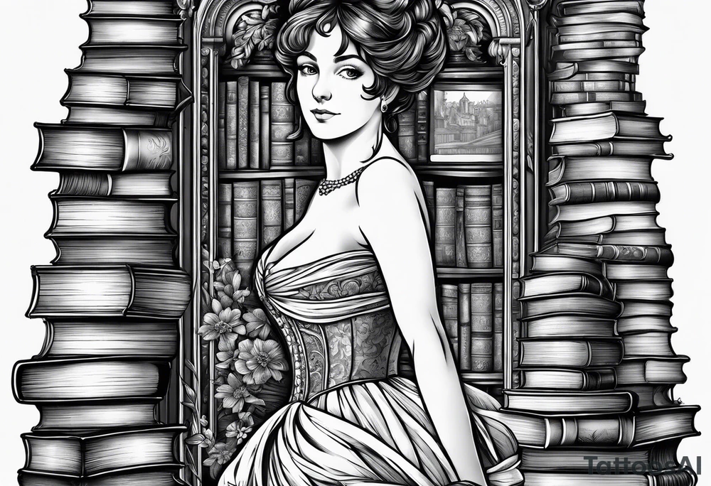Pride and Prejudice book stacks tattoo idea