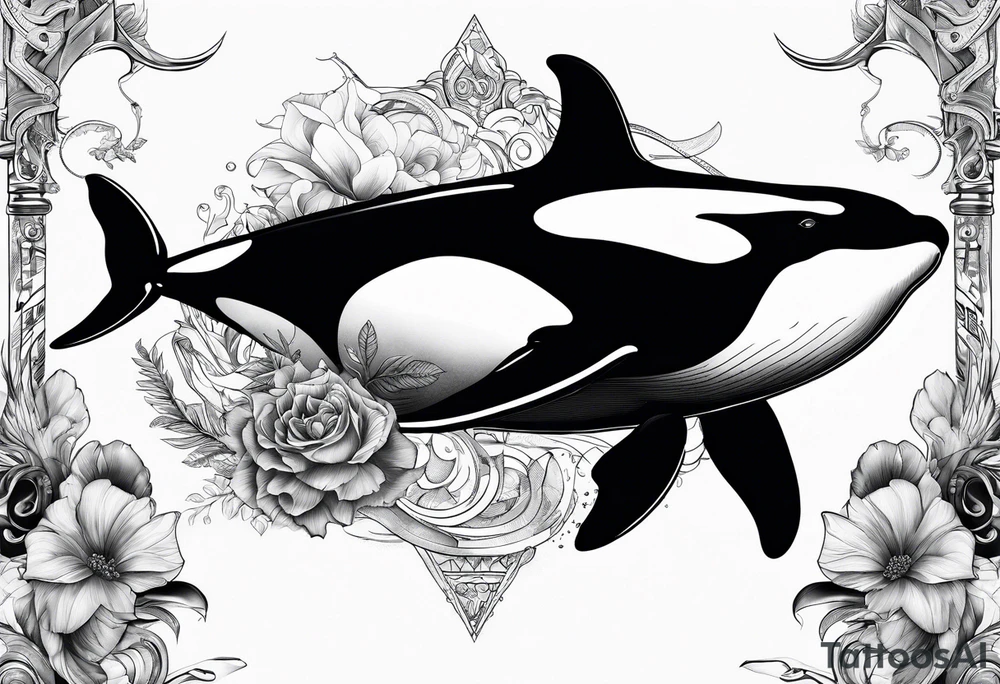 Orca whale mixed with lion tattoo idea