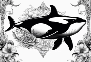 Orca whale mixed with lion tattoo idea