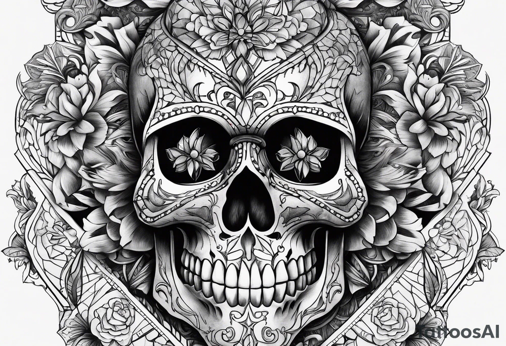 Diamond skull add gemstones tattoo idea