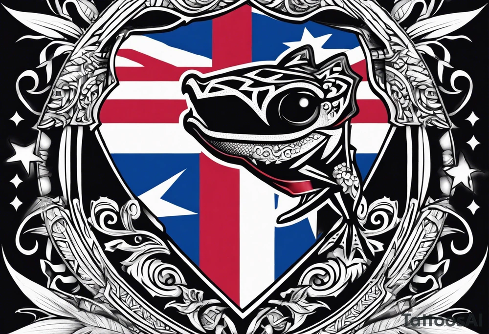 Tribal coqui wearing puerto rican flag tattoo idea