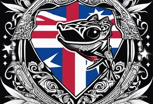Tribal coqui wearing puerto rican flag tattoo idea