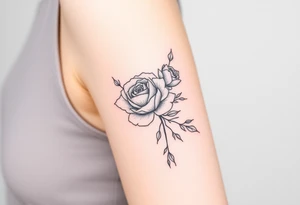rose and peony bouquet tattoo idea