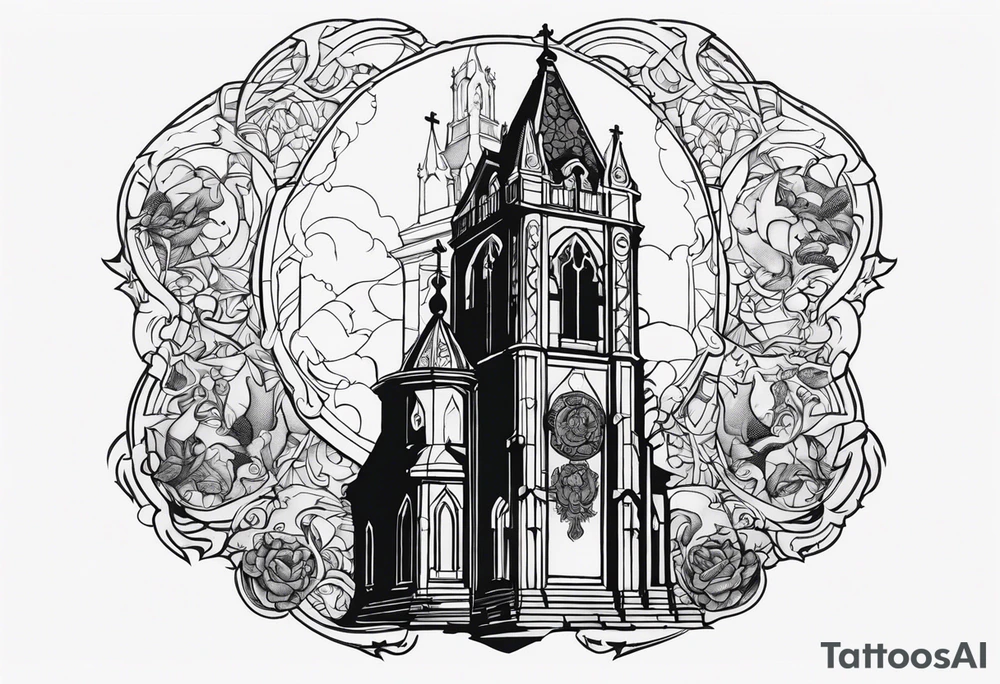 hellboy with church tattoo idea