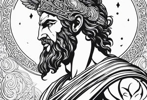 Greek god meletus with thunder tattoo idea