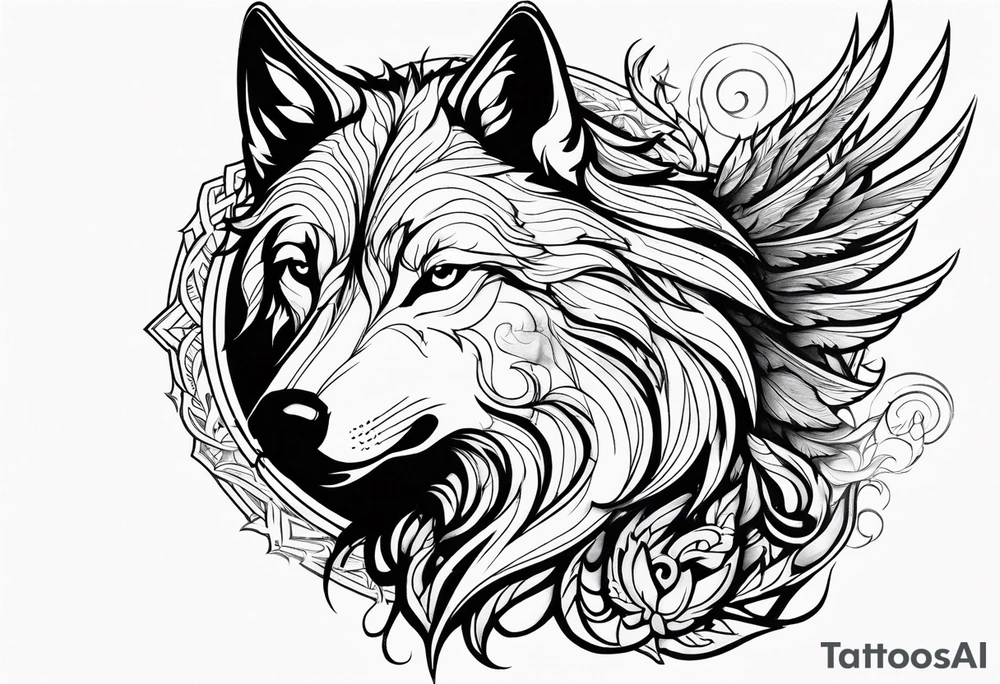 Wolf as a Phoenix tattoo idea