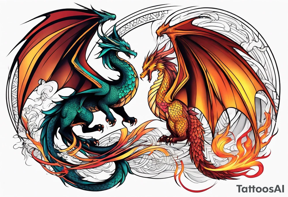 dragon and phoenix tattoo tattoo idea