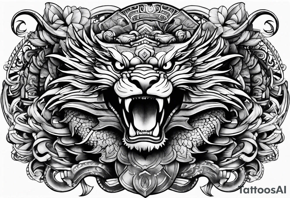 Quetzalcoatl arm sleeve tattoo idea