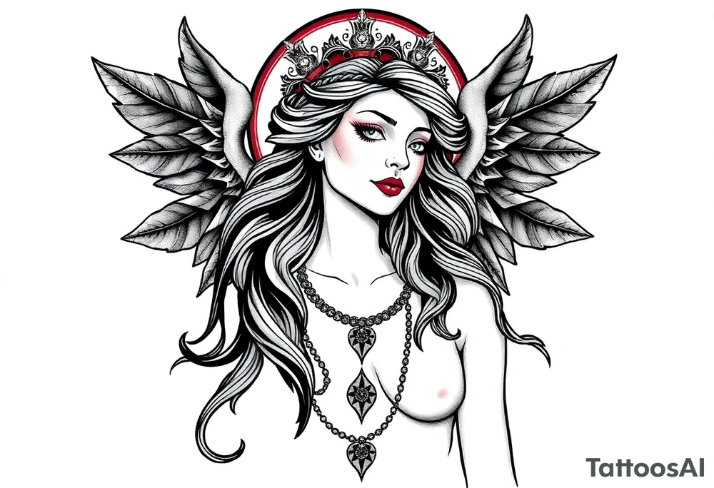 Dark style eris goddess tattoo idea